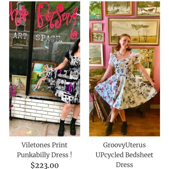 Vintage Peach Berserk custom screenprinted silk cocktail dress - Picture 13 of 13